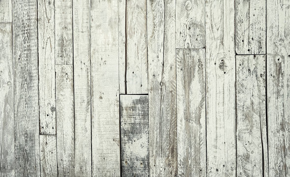 background of old wooden boards wall. white rustic texture surface. rough wooden boards Backdrop, template for design. close up, soft focus
