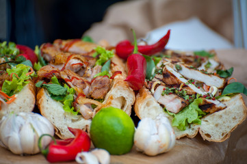 Fresh street food closeup .