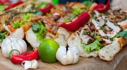 Fresh street food closeup .