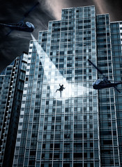 Fototapeta premium Thief and Helicopter, composite image.