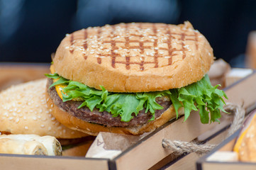Fresh street food closeup .