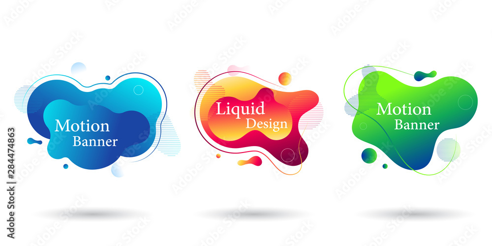 Poster abstract fluid shape with gradient for label. design abstract motion liquid shape for logo, template