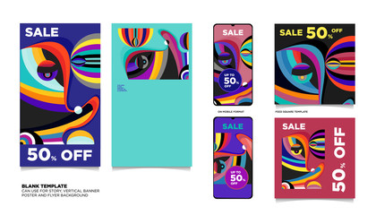 Fluid,Curvy, and Liquid Colorful Flat Summer Sale 50% discount Background. The Template can use for, landing page, template, ui, web, homepage, poster, banner, flyer. 