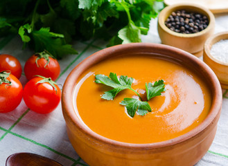 Tomato soup prepared in traditional italian style