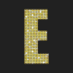 Vector gold glitter or sequins letter - E.