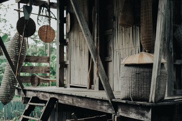 wooden cottage hut home house in Thailand