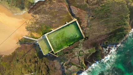 Mona Vale Australian Rock pool at sea side, Sydney, Northern Beaches