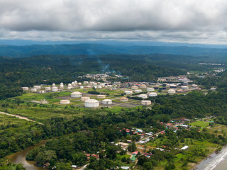 Fototapeta na wymiar Beautiful aerial view of the Moin Port in Limon Costa Rica