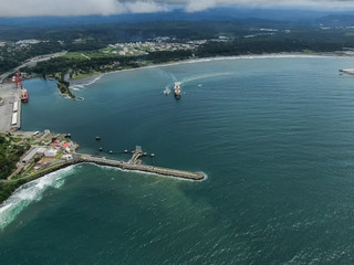 Obraz premium Beautiful aerial view of the Moin Port in Limon Costa Rica