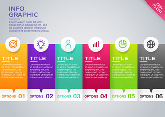 Business Infographic template with 6 options steps