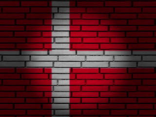 Denmark flag brick wall