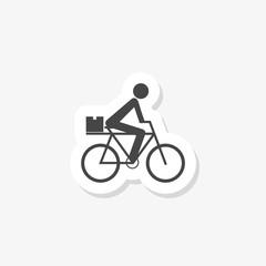 Food Delivery Bike sticker icon. Bike with box simple solid icon