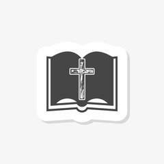 Obraz premium Sticker with Cross and Holy Bible icon