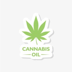 Medical Cannabis oil sticker icon design with Marijuana leaf 