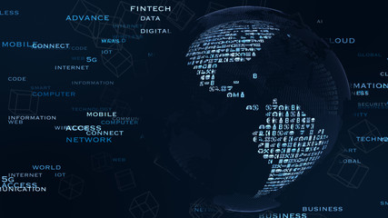 Obraz premium VR 5G AI 人工知能 フィンテック Fintech MaaS ICT ブロックチェーン 3D