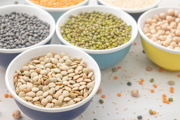 Different bean cultures in small bowls