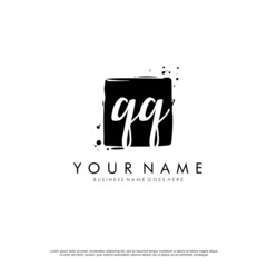 Q QQ initial square logo template vector