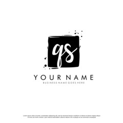 Q S QS initial square logo template vector
