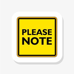 Please note road sign sticker icon