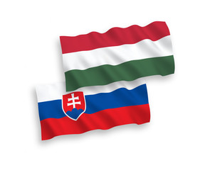 Flags of Slovakia and Hungary on a white background