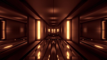 clean style blck tunnel corridor background with golden glow background 3d rendering