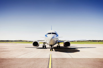 Plane on a runway in the airport