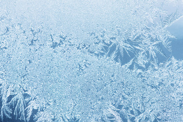 Ice winter background, frost on window