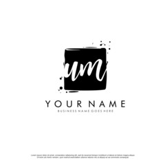U M UM initial square logo template vector