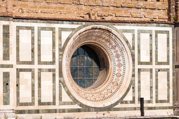 Close up of circular window on Florence Cathedral