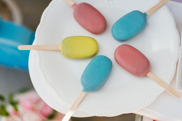 colorful ice creams in a plate 
