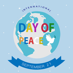 Dove with olive branch, International Peace Day poster.