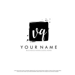 V Q VQ initial square logo template vector