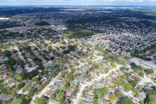 Aerial View Of  Residential Home In North West Area Of Houston, Texas