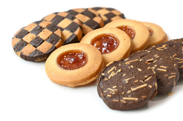 Assorted cookies on white background - isolated