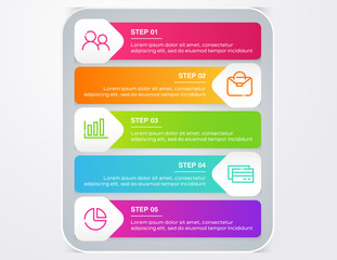Presentation business infographic template with 5 options. Vector illustration.