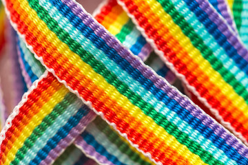 Rainbow symbol, colorful ribbons closeup, rainbowed design macro