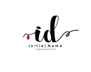 I D ID Initial brush color logo template vetor