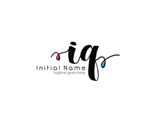 I Q IQ Initial brush color logo template vetor