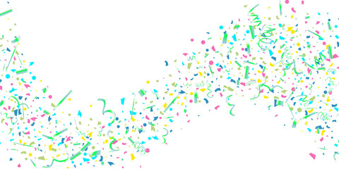 Colorful confetti on white background.