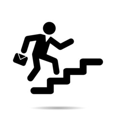 Businessman walk up stairway to the success, challenge, path to the goal. Business concept growth ,creative ideas, reach the target.