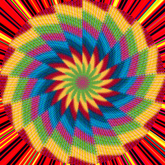 Bright spectrum halftone fractal pattern abstract colorful floral spiral geometric background
