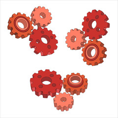 Gears 3d vector icon isolated on white background. - vector