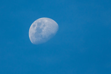 Daytime Moon in Blue Sky