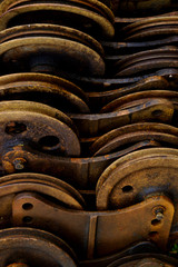 old abandoned train wheels