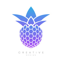 Vector design of a pineapple, its skin is in the shape of a beehive. Can be used for brands, labels, logos, or businesses in technology