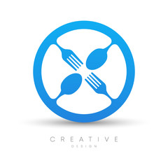 Vector design of a spoon or fork in a circle