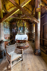 Urnes Stave Church in Ornes along Lustrafjorden in Sogn og Fjordane county in Norway.