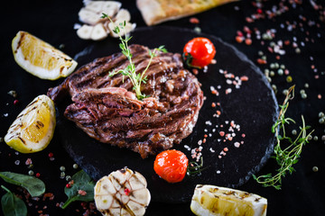 medium rare rib eye & grilled lemon