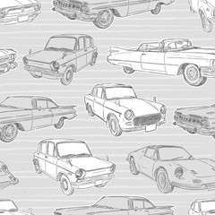 Seamless pattern with cars. Retro car. Vector illustration. - Vector