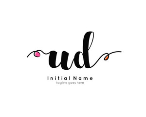 U D UD Initial brush color logo template vetor